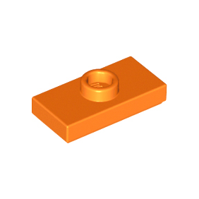 Orange Plate, Modified 1 x 2 with 1 Stud with Groove and Bottom Stud Holder Jumper