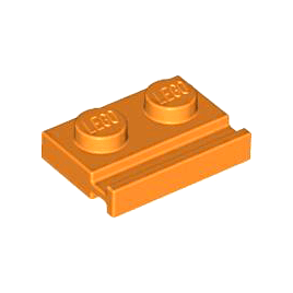 Orange Plate, Modified 1 x 2 with Door Rail