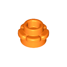 Orange Plate, Round 1 x 1 with Flower Edge 5 Petals