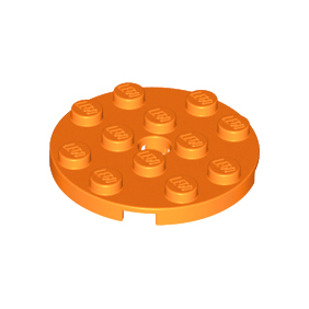Orange Plate, Round 4 x 4 with Hole