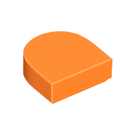 Orange Tile, Round 1 x 1 Half Circle Extended
