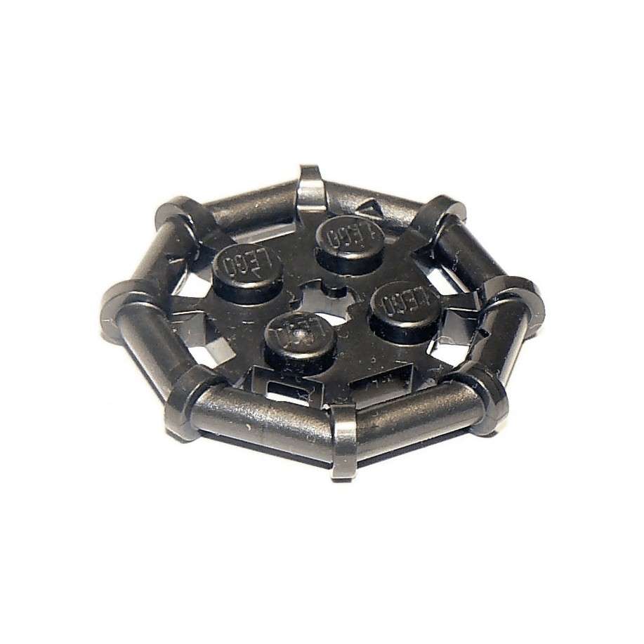 Pearl Dark Gray Plate, Modified 2 x 2 with Bar Frame Octagonal, Reinforced, Completely Round Studs