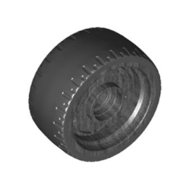 Pearl Dark Gray Wheel 24 x 12 with Pin Hole with Molded Black Hard Rubber Tire Pattern
