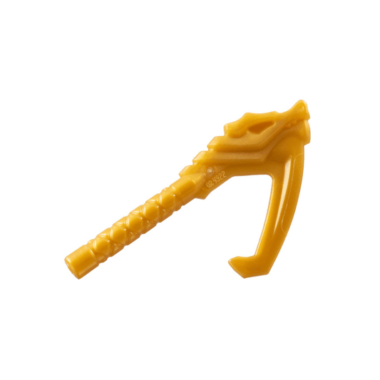 Pearl Gold Minifigure, Weapon Sickle with Dragon Head and Long Wrapped Handle