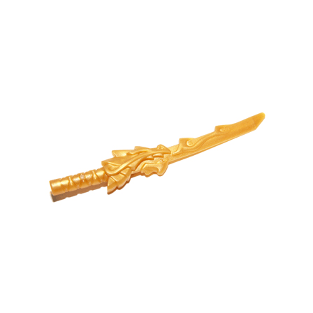 Pearl Gold Minifigure, Weapon Sword, Katana with Dragon Head Ninjago Sword of Fire