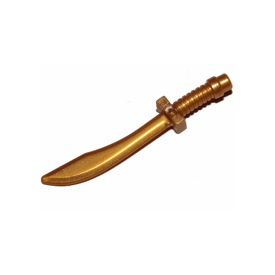 Pearl Gold Minifigure, Weapon Sword, Saber / Dao Curved Blade and Hilt with Bar End