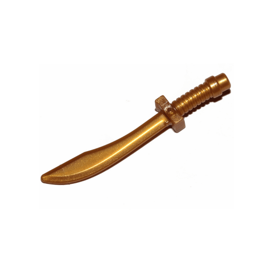 Pearl Gold Minifigure, Weapon Sword, Saber / Dao Curved Blade and Hilt with Bar End
