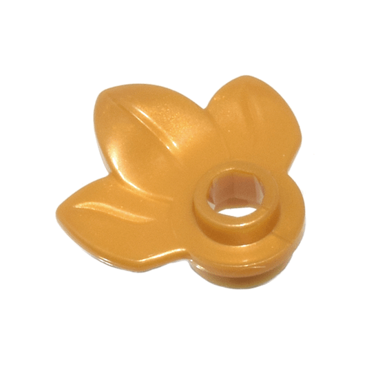 Pearl Gold Plant Plate, Round 1 x 1 with 3 Layered Leaves