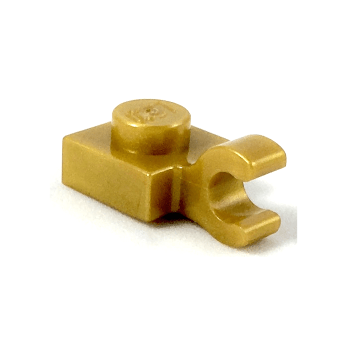 Pearl Gold Plate, Modified 1 x 1 with Open O Clip Horizontal Grip
