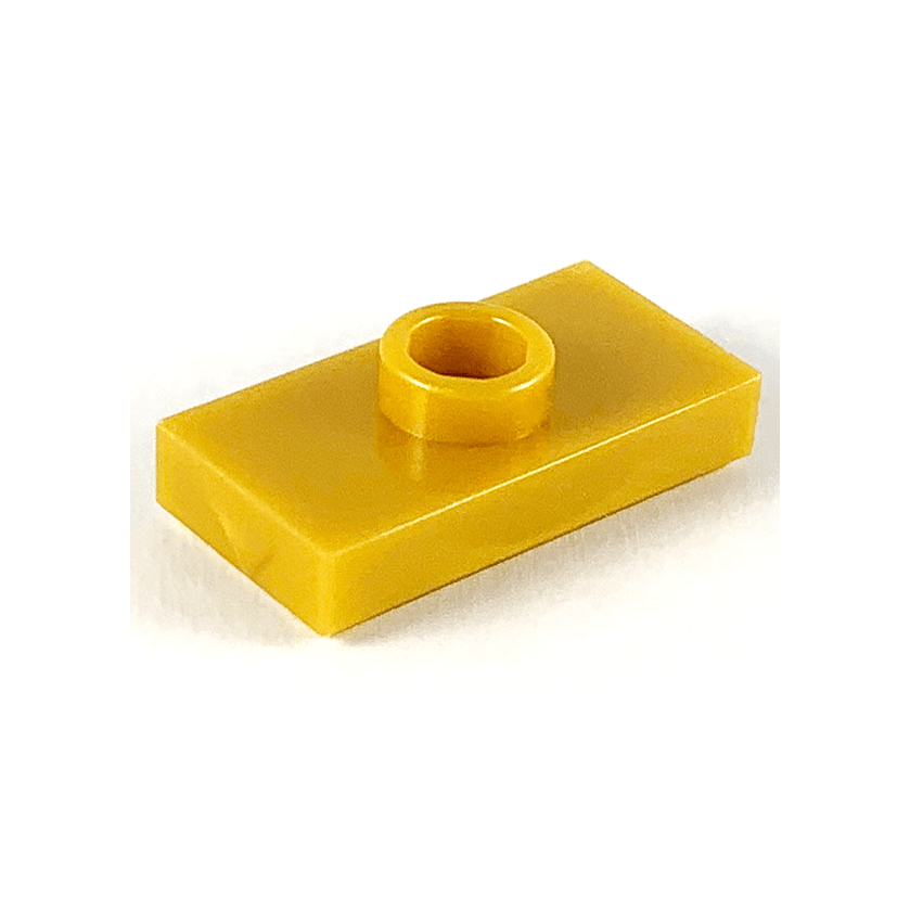 Pearl Gold Plate, Modified 1 x 2 with 1 Stud with Groove and Bottom Stud Holder Jumper