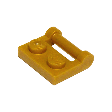 Pearl Gold Plate, Modified 1 x 2 with Bar Handle on Side - Closed Ends