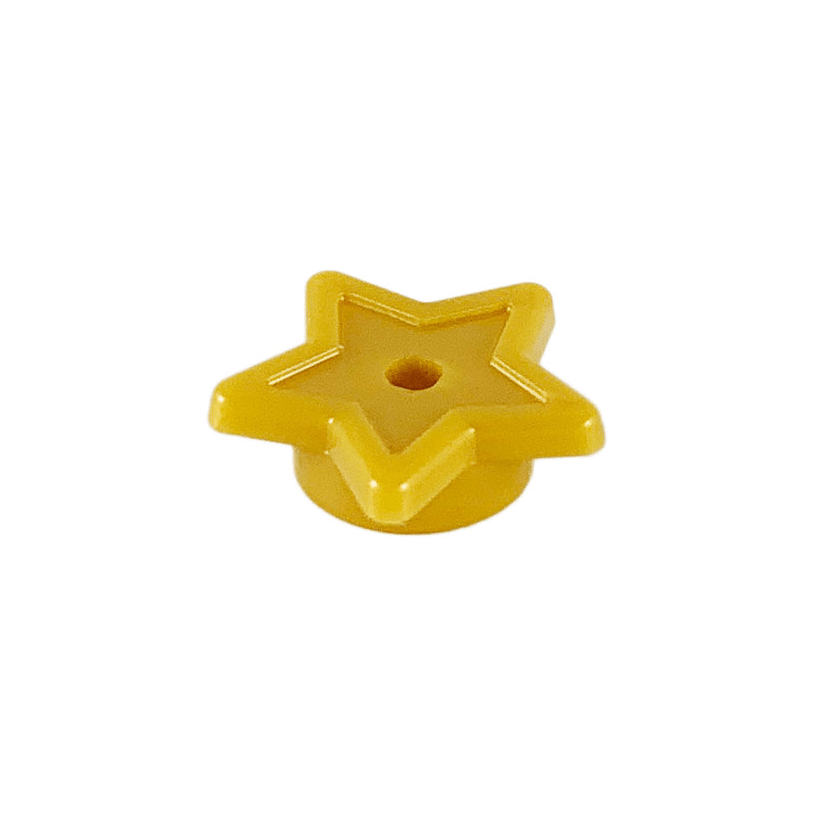 Pearl Gold Plate, Round 1 x 1 with Star and Small Pin Hole
