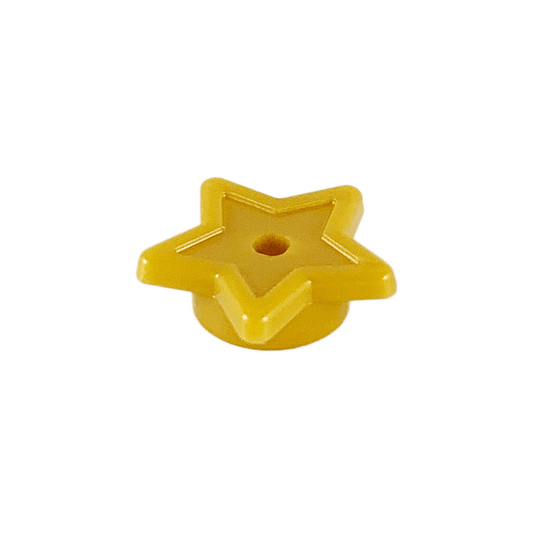 Pearl Gold Plate, Round 1 x 1 with Star and Small Pin Hole