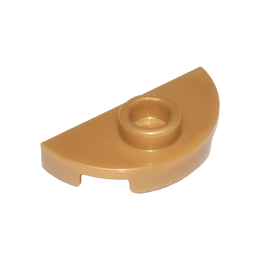 Pearl Gold Plate, Round 1 x 2 Half with 1 Stud Jumper