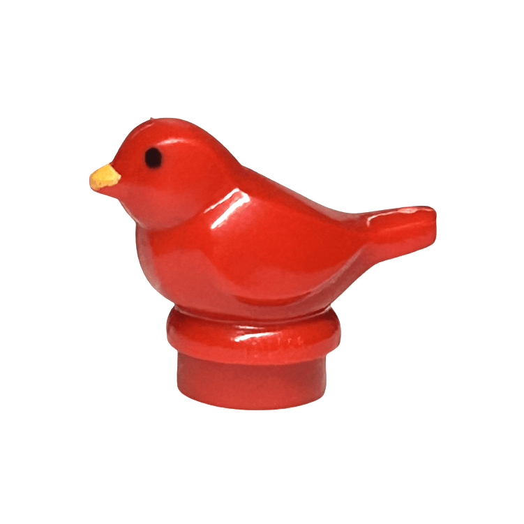 Red Bird, Small with Black Eyes and Bright Light Orange Beak Pattern