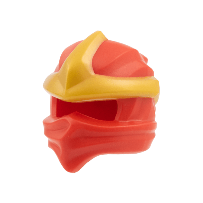 Red Minifigure, Headgear Ninjago Wrap Type 11 with Molded Large Pearl Gold 3 Point Emblem Pattern