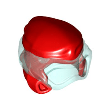 Red Minifigure, Headgear Ninjago Wrap Type 8 with Molded Trans-Light Blue Scuba Diver Mask Pattern