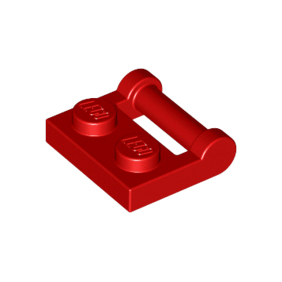 Red Plate, Modified 1 x 2 with Bar Handle on Side - Closed Ends