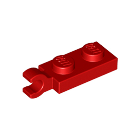 Red Plate, Modified 1 x 2 with Clip on End Horizontal Grip