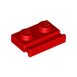 Red Plate, Modified 1 x 2 with Door Rail