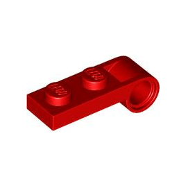 Red Plate, Modified 1 x 2 with Pin Hole on End