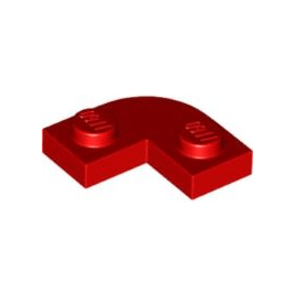 Red Plate, Round Corner 2 x 2 with 1 x 1 Cutout
