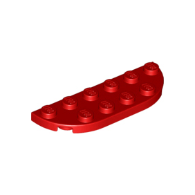 Red Plate, Round Corner 2 x 6 Double