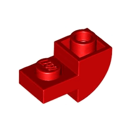Red Slope, Curved 2 x 1 Inverted with Recessed Stud
