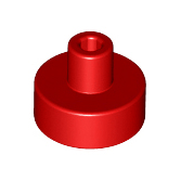 Red Tile, Round 1 x 1 with Bar and Pin Holder