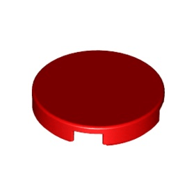 Red Tile, Round 2 x 2 with Bottom Stud Holder