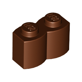 Reddish Brown Brick, Modified 1 x 2 with Log Profile