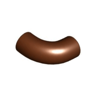 Reddish Brown Brick, Round Tube 1 x 1 d. 90 degrees Elbow Macaroni - No Stud - Type 2 - Axle Hole