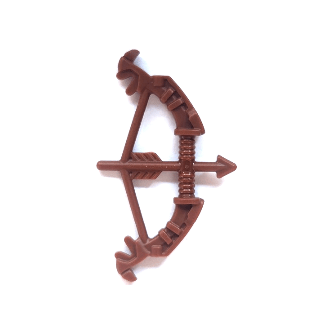 Reddish Brown Minifigure, Weapon Bow, Recurve with Ornate Limbs and 2 Small Pin Holes, Arrow Drawn Horizon Hunter Bow