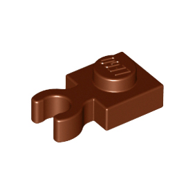Reddish Brown Plate, Modified 1 x 1 with Open O Clip Thick Vertical Grip