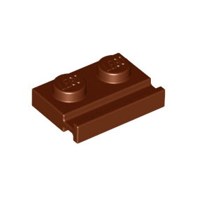 Reddish Brown Plate, Modified 1 x 2 with Door Rail