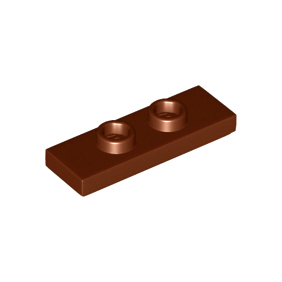 Reddish Brown Plate, Modified 1 x 3 with 2 Studs Double Jumper