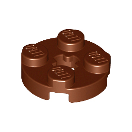 Reddish Brown Plate, Round 2 x 2 with Axle Hole