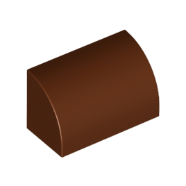 Reddish Brown Slope, Curved 1 x 2 with Bottom Stud Holder