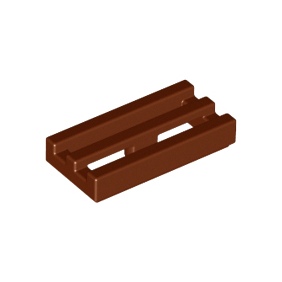 Reddish Brown Tile, Modified 1 x 2 Grille with Bottom Groove