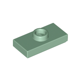 Sand Green Plate, Modified 1 x 2 with 1 Stud with Groove and Bottom Stud Holder Jumper
