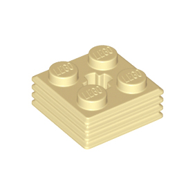 Tan Brick, Modified 2 x 2 x 2/3 Ribbed with Axle Hole