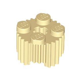 Tan Brick, Round 2 x 2 with Axle Hole and Grille / Fluted Profile