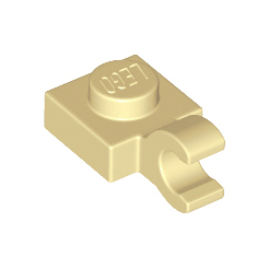 Tan Plate, Modified 1 x 1 with Open O Clip Horizontal Grip