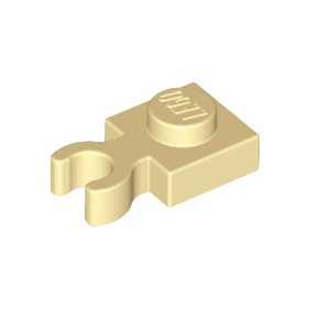 Tan Plate, Modified 1 x 1 with Open O Clip Thick Vertical Grip