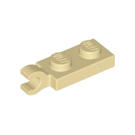 Tan Plate, Modified 1 x 2 with Clip on End Horizontal Grip