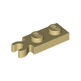 Tan Plate, Modified 1 x 2 with Clip on End Vertical Grip