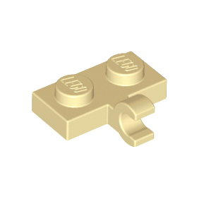 Tan Plate, Modified 1 x 2 with Clip on Side Horizontal Grip