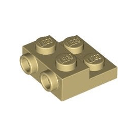 Tan Plate, Modified 2 x 2 x 2/3 with 2 Studs on Side - Hollow Bottom Tube