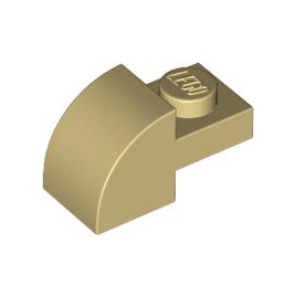 Tan Slope, Curved 2 x 1 with Recessed Stud