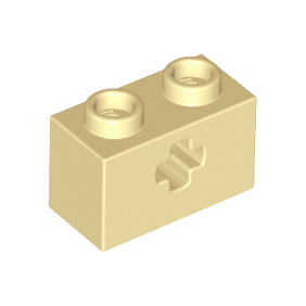 Tan Technic, Brick 1 x 2 with Axle Hole